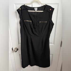 Worthington Black Dress with Gold Zipper Details